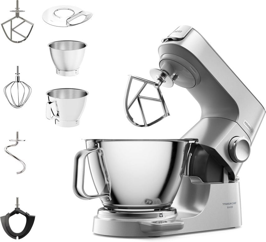 Kenwood Titanium Chef Baker KVL85.424SI Robot de cocina con báscula integrada – Kit de repostería de 4 piezas, boles de 7 L y 5 L, velocidad…
