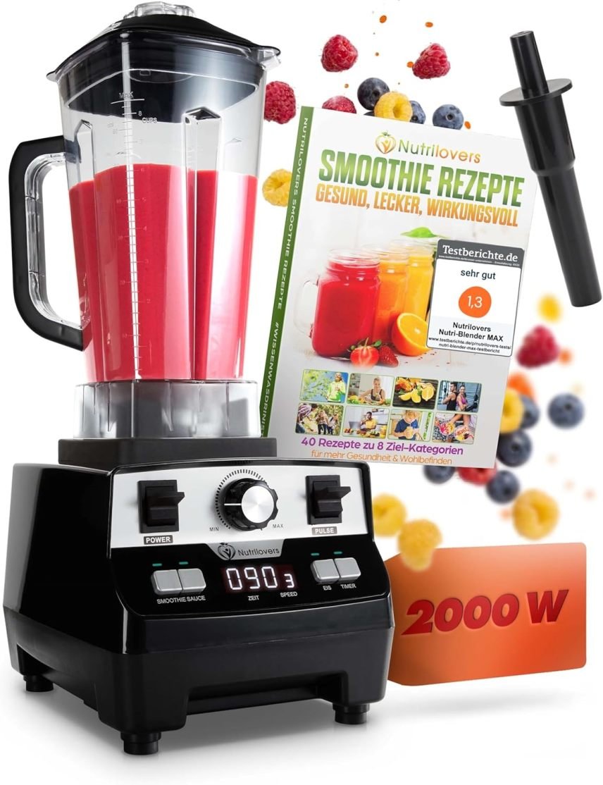 NUTRI-BLENDER MAX+ Batidora de alto rendimiento 2000 W – Jarra Tritan 2 L sin BPA, 9 velocidades, smoothies y preparaciones profesionales