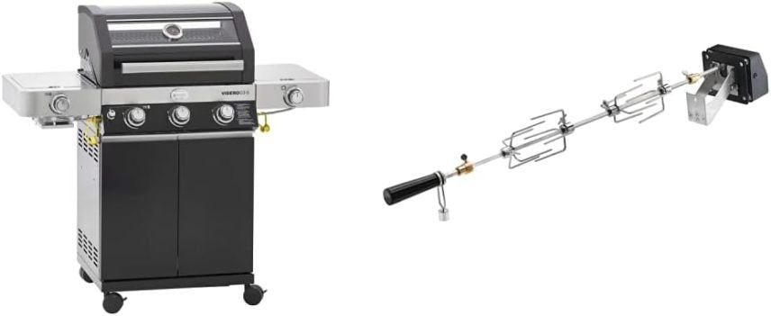 RÖSLE BBQ-Portable Videro E2-P Barbacoa eléctrica de sobremesa – 2 quemadores, rejilla para mantener caliente, tapa con inserto de vidrio, acero…