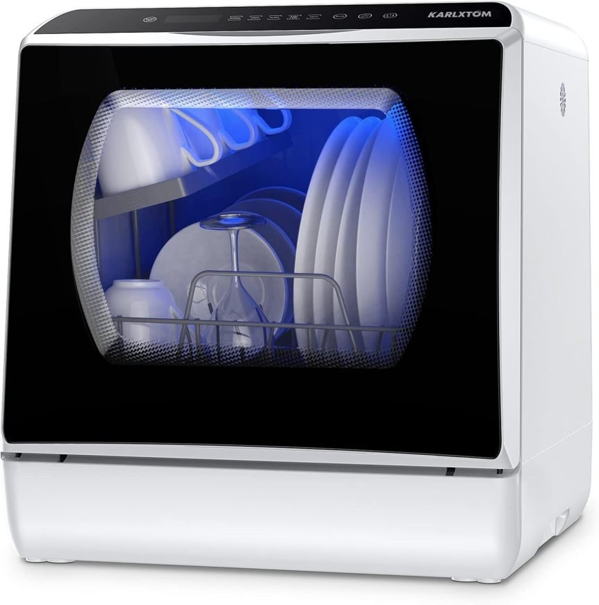 Karlxtom TDQR03A Mini lavavajillas – Modelo compacto de encimera para hogares pequeños
