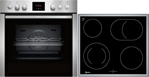 NEFF EDX442 Conjunto horno/placa – Horno empotrable E1ECD0AN0 N30 CircoTherm 60 cm inox + placa eléctrica M13R42N2 N50 60 cm negra con marco