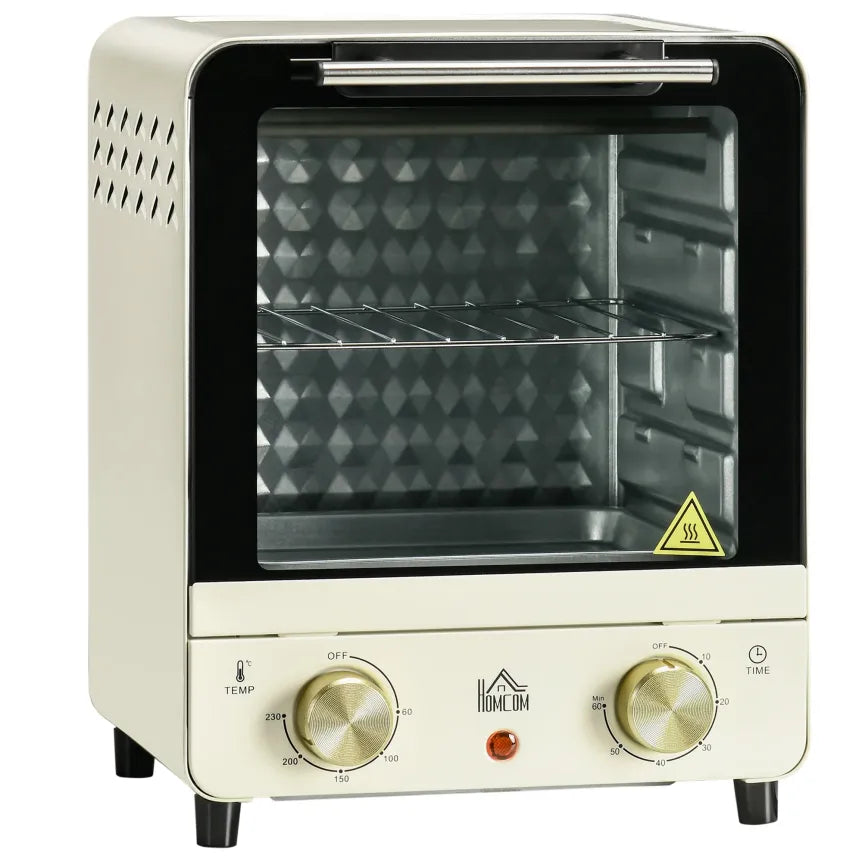 HOMCOM Mini horno crema con temperatura regulable, temporizador y ventana de visualización