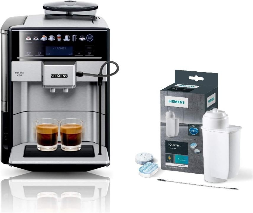 SIEMENS EQ6 plus s700 TE657503DE Cafetera automática – Numerosas especialidades, espumador de leche, molinillo cerámico, función 2 tazas, antical,…
