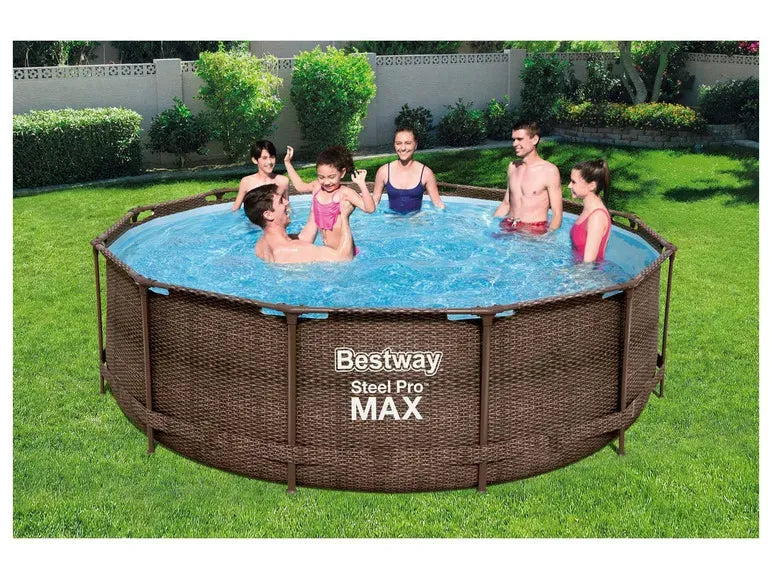 Steel Pro Max DELUXE SERIES Kit de piscina tubular con bomba de filtrado y escalera