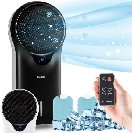 Klarstein Enfriador de aire 3 en 1 con refrigeración por agua – Enfriador evaporativo, humidificador y ventilador, depósito 5,5 L, 90 W, modo…