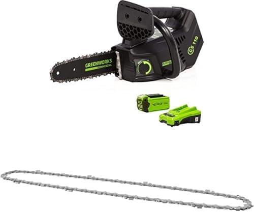 Greenworks Motosierra inalámbrica 40 V con motor sin escobillas – Batería 2 Ah, cargador y cadena de repuesto de 25 cm incluidos