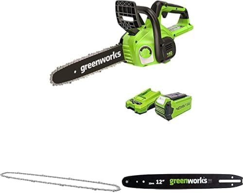 Greenworks Motosierra inalámbrica 40 V, espada 30 cm – Batería 2 Ah, cargador, cadena de repuesto y espada de 30 cm incluidos