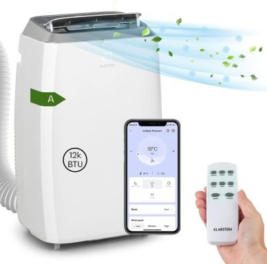Klarstein Aire acondicionado portátil con tubo de evacuación 3 en 1 – Ventilador, deshumidificador, modo noche, portátil para hogar y oficina,…
