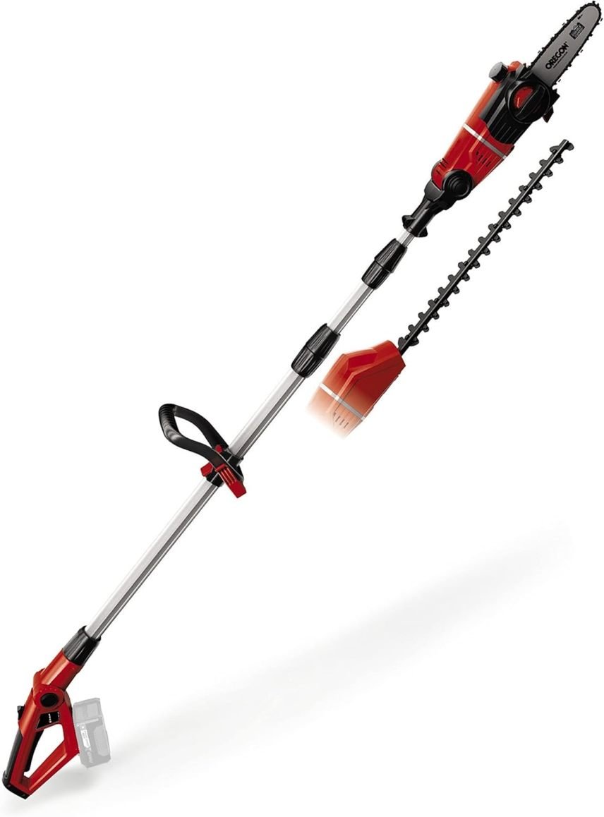 Einhell GE-HC 18 Li T-Solo Herramienta multifunción inalámbrica 2 en 1 – Cortasetos y podadora con espada Oregon, sin batería ni cargador