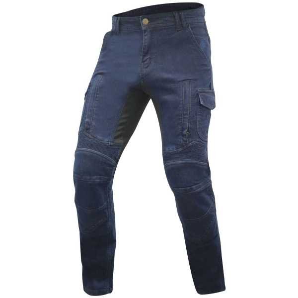 Trilobite Acid Scrambler Vaqueros de moto para hombre azul oscuro – Corte Slim Straight, refuerzo Kevlar, protecciones CE