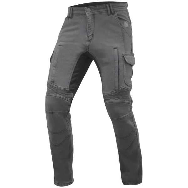 Trilobite Acid Scrambler Vaqueros de moto para hombre grises – Denim elástico, refuerzo Kevlar, protecciones CE