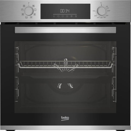 Beko BBSM12340X Conjunto horno empotrable + placa de inducción – 4 zonas, horno 72 L con 8 modos, seguridad infantil, controles táctiles, negro/inox