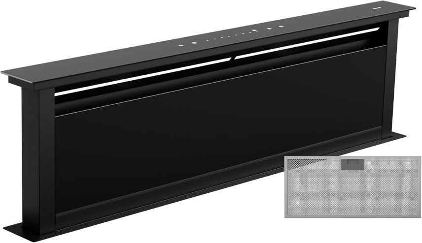 Klarstein Campana extractora retráctil Downdraft 60 cm – Silenciosa con filtro, funcionamiento en recirculación o evacuación exterior