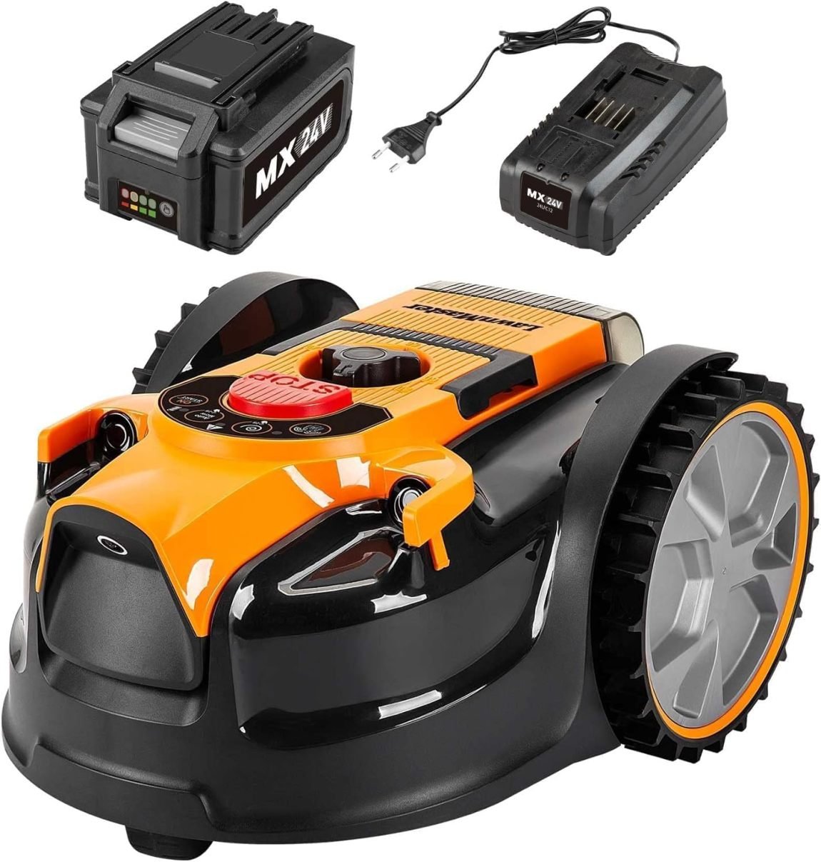 LawnMaster VBRM16 OcuMow Robot cortacésped hasta 100 m² – Sin cable perimetral, batería de iones de litio MX 24 V 4,0 Ah