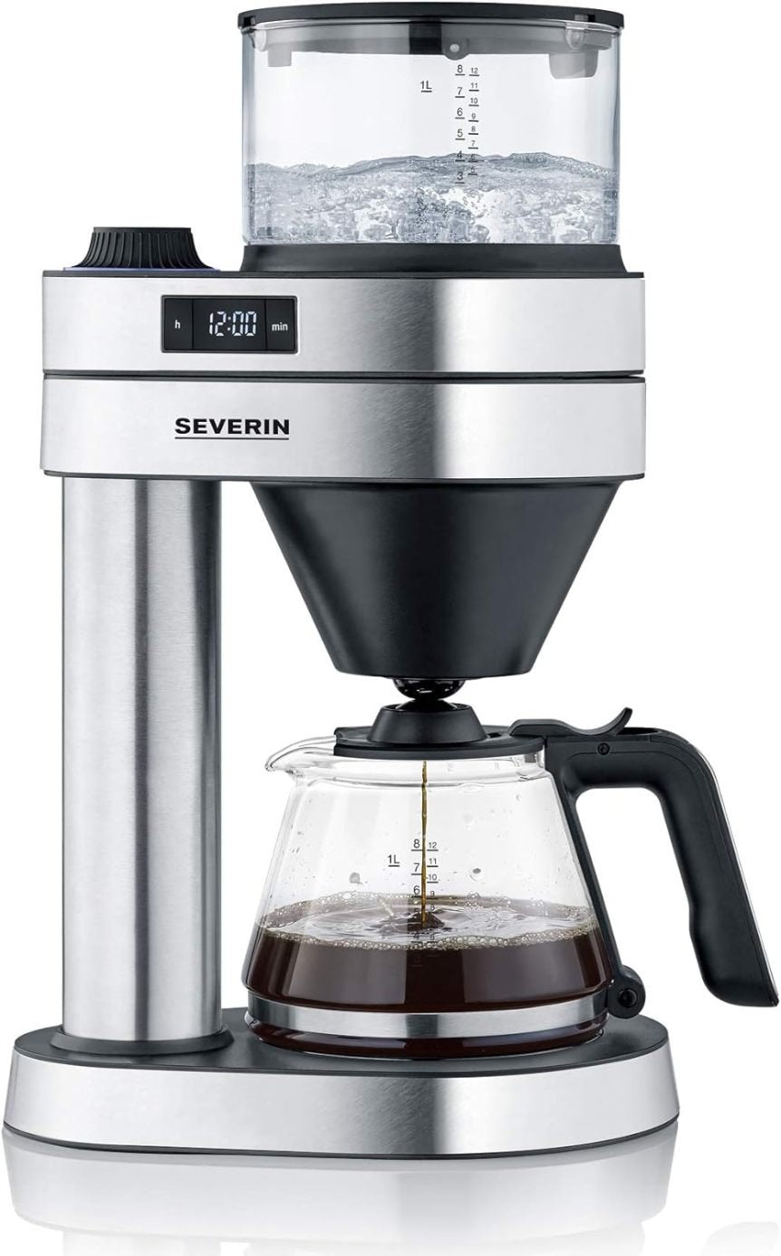 SEVERIN Caprice KA 5760 Cafetera de filtro – Café estilo vertido manual, temporizador, acero inoxidable/negro