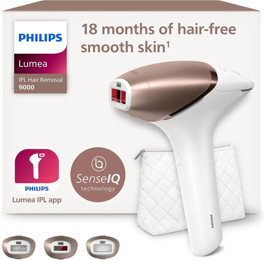 Philips Lumea IPL 9000 Series – Dispositivo de depilación con tecnología SenseIQ, 3 accesorios para cuerpo, rostro y precisión, inalámbrico…