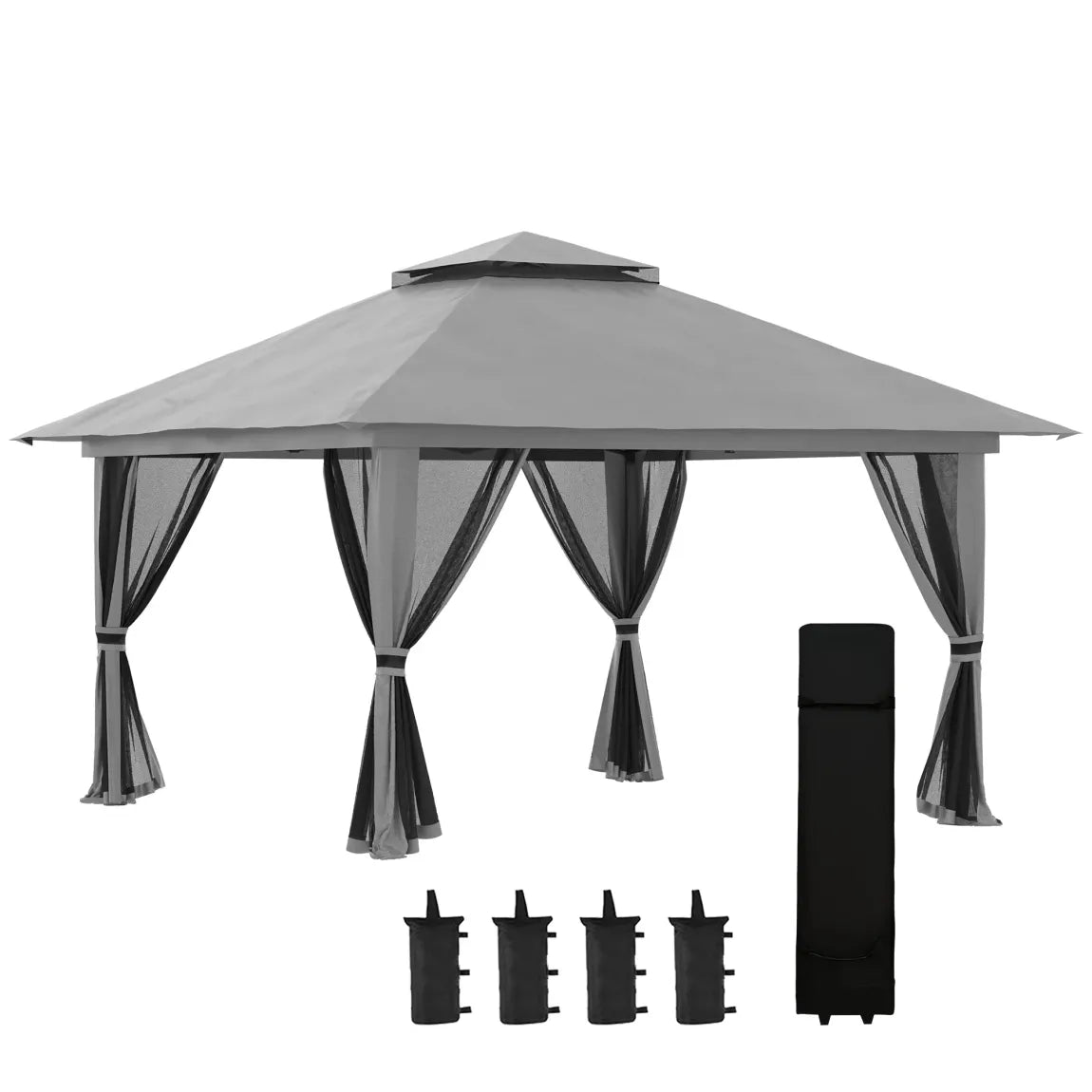 Outsunny Cenador plegable regulable en altura UV50+ con ruedas