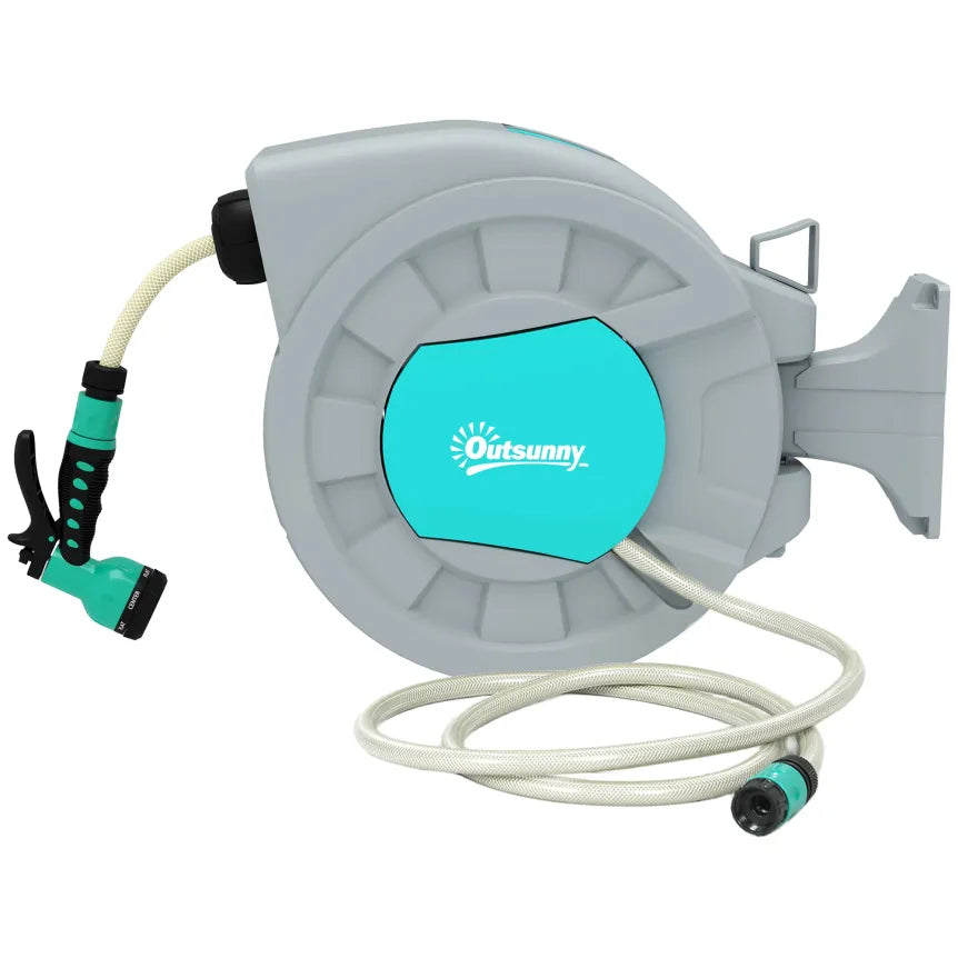 Outsunny Enrollador automático con manguera de jardín 30 m y 7 modos de pulverización