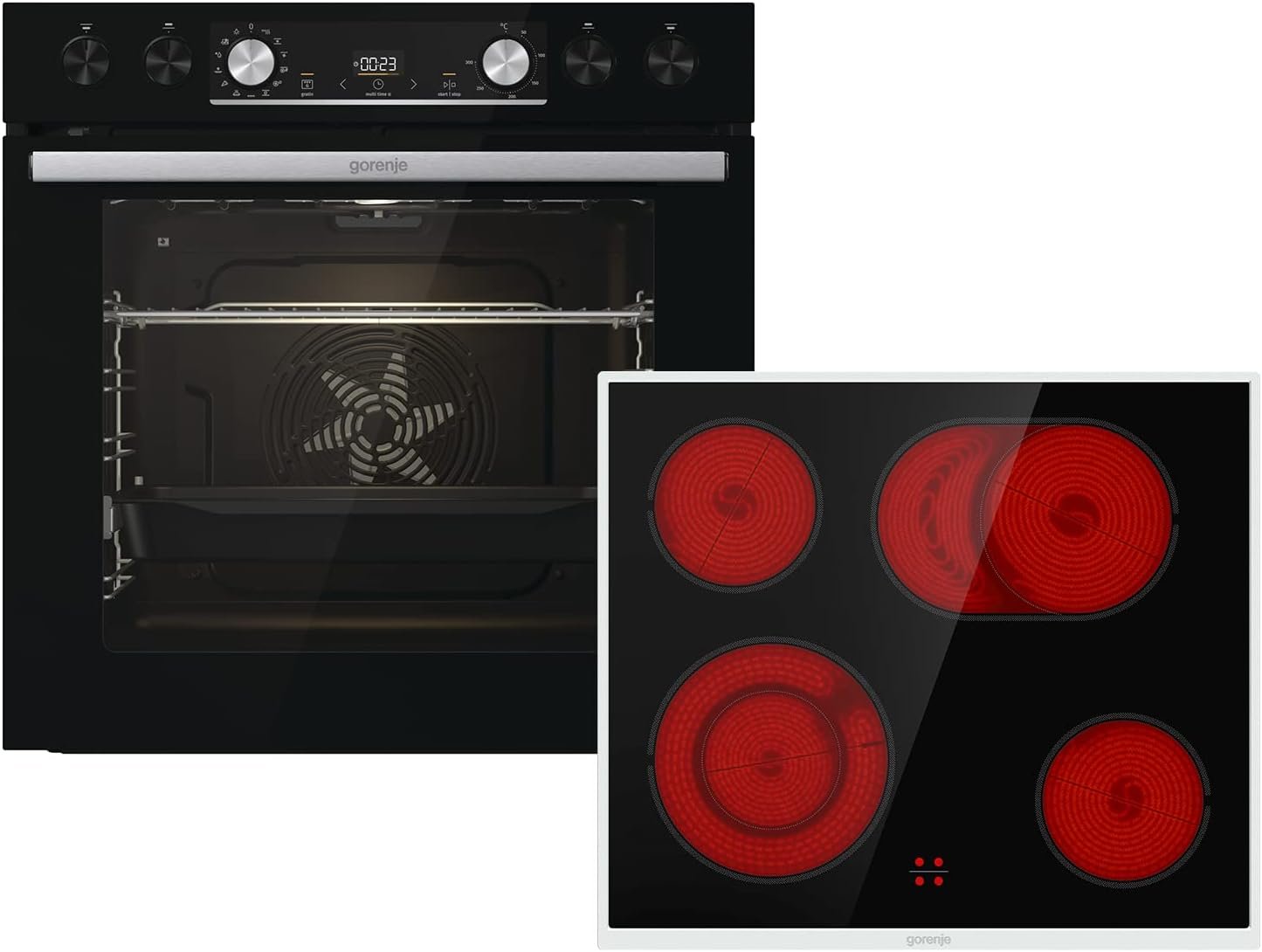 Gorenje Conjunto horno integrable con convección Inox Set 4 con placa vitrocerámica / 77 L / ExtraSteam / GentleClose & Open / EcoClean / AirFry /…