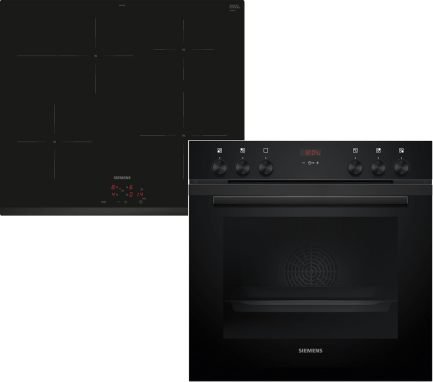 Siemens EQ522IA01 Conjunto horno empotrable – Horno HE517GBS4 60 × 60 cm, aire caliente 3D, autolimpieza + placa de inducción EI645CFB6E