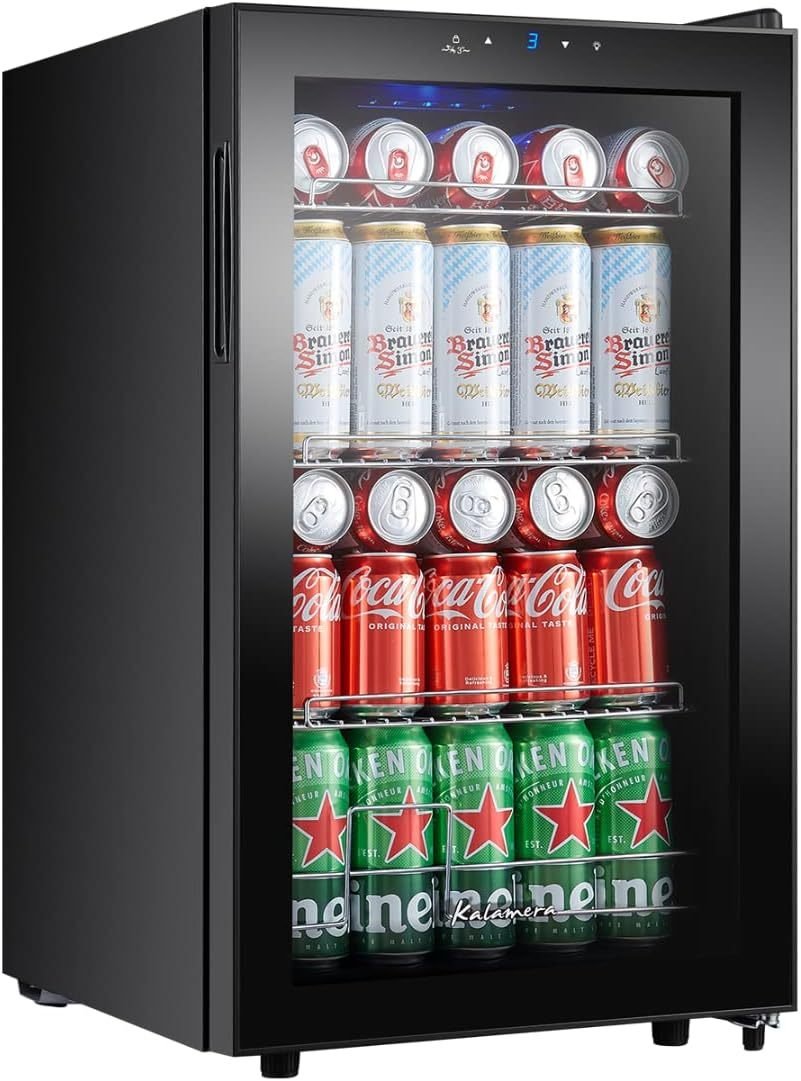 Kalamera Frigorífico para bebidas / cerveza 86 L KRC-86GE – Panel táctil, zona 3-18 °C, iluminación LED azul, 41 dB