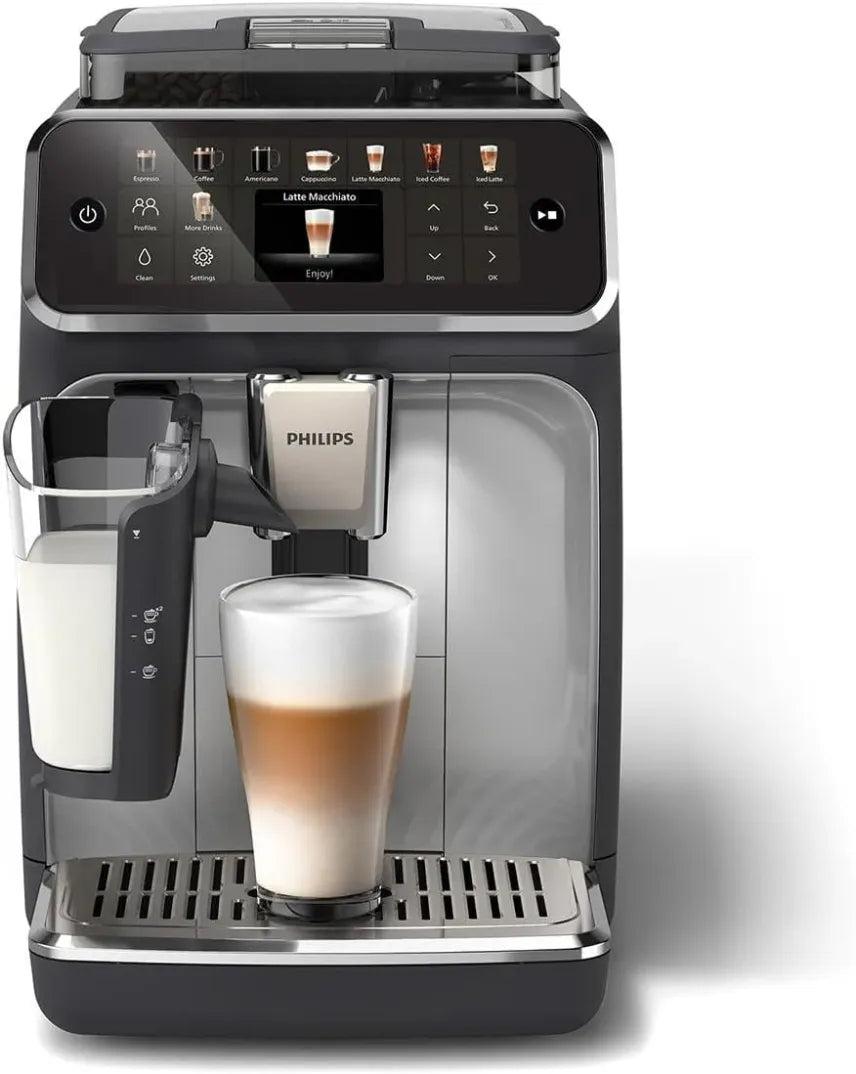 Philips Serie 5500 Cafetera automática – Sistema LatteGo, 20 bebidas calientes y frías, 40 % más silenciosa con SilentBrew, QuickStart, gris…