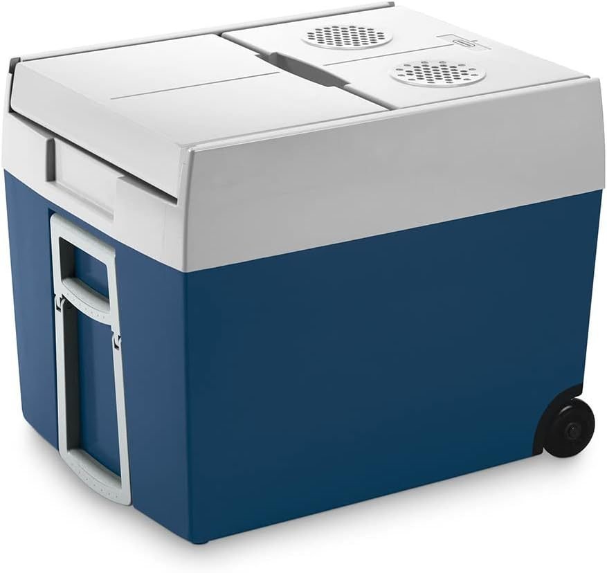 Mobicool MT48W AC/DC Nevera eléctrica con ruedas 48 L – Para cajas de bebidas, 12 V/230 V, coche, camión, barco y autocaravana, azul