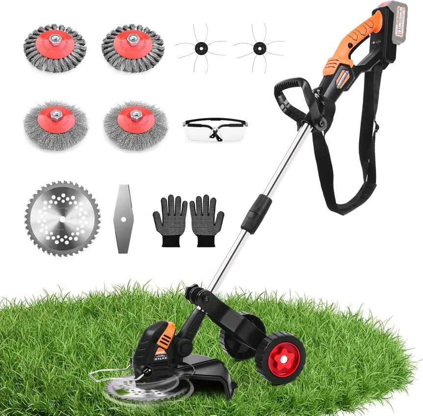 Cortabordes a batería 1200 W – Desbrozadora brushless 5 en 1 con accesorios versátiles