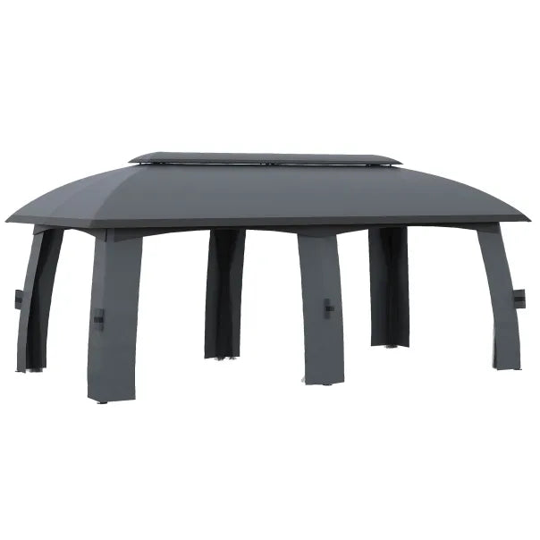 Outsunny Cenador de jardín con techo ventilado y cortinas