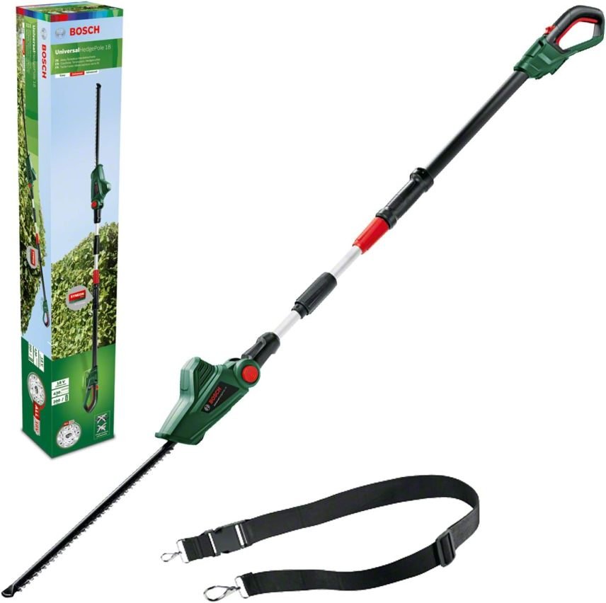 Bosch Cortasetos telescópico inalámbrico UniversalHedgePole 18 – Batería 2,5 Ah, sistema 18 V, en caja de cartón