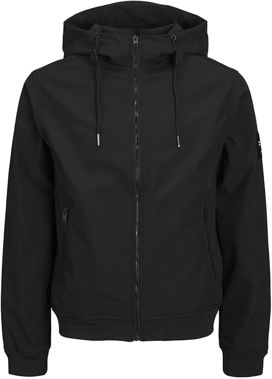 JACK & JONES Chaqueta softshell hombre – Cortavientos y repelente al agua, con cremallera, para outdoor y uso diario