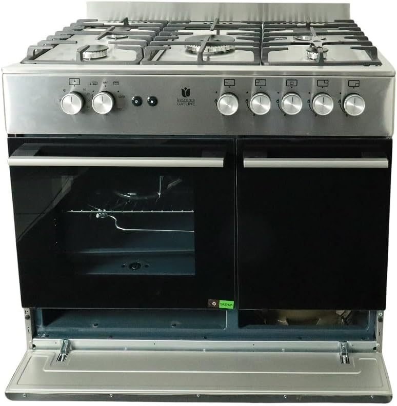 Gasline GAG90GOXFL Cocina de gas 90 cm con compartimento para bombona – 5 quemadores Sabaf, encendido eléctrico y seguridad de llama, propano GLP
