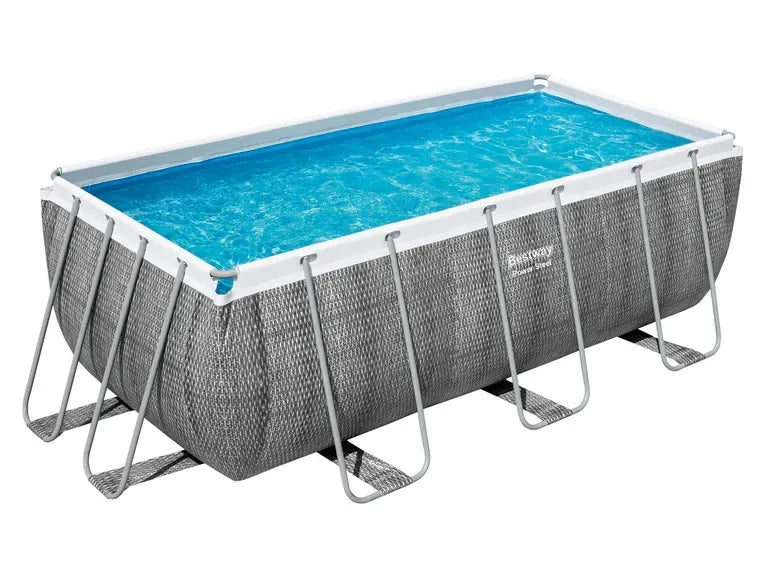 Power Steel Kit de piscina tubular completo con bomba de filtrado, aprox. 412 × 201 × 122 cm
