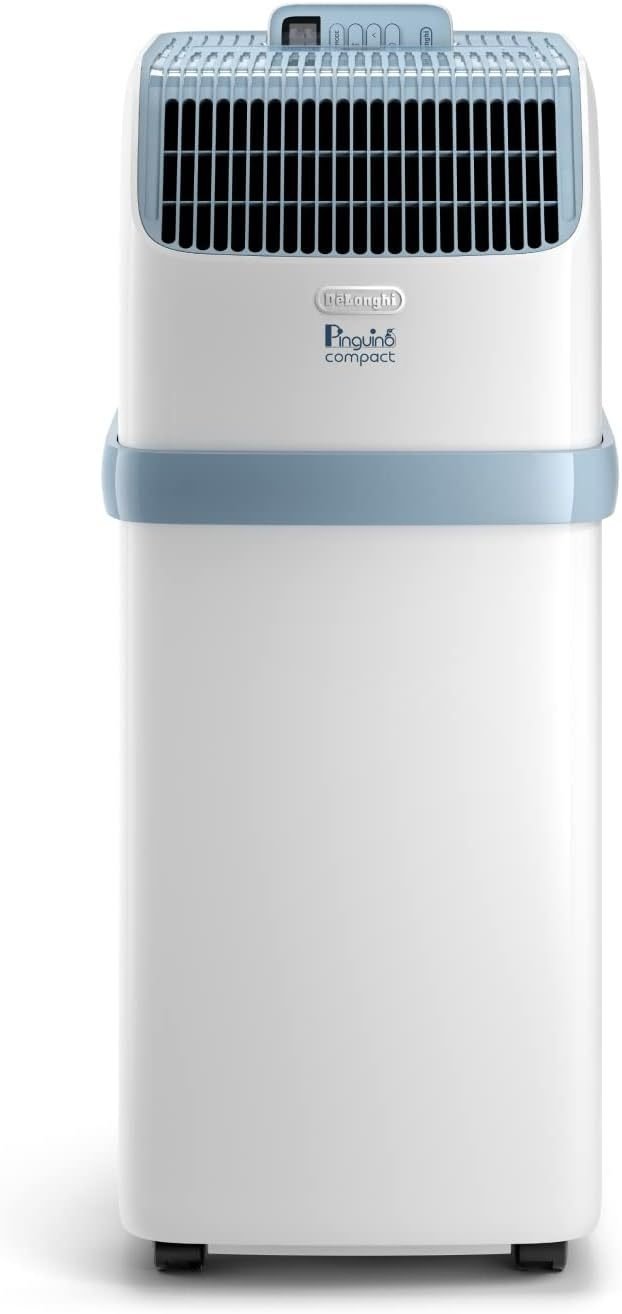 De'Longhi Pinguino PAC EM82 Aire acondicionado portátil – Hasta 80 m³, 9400 BTU, 2,4 kW, 63 dB, deshumidificación, clase A, temporizador 24 h, blanco