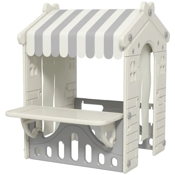 AIYAPLAY Casita de juegos interior para niños con mostrador de servicio y cortinas