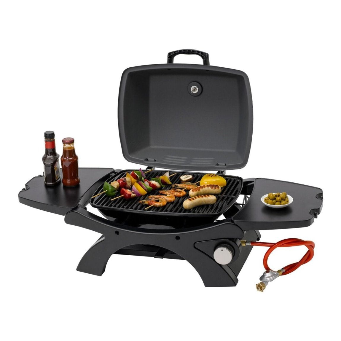 Tepro Abington Barbacoa de gas de sobremesa – 3,2 kW, quemador inox, soporte para cartucho de gas, artículo de segunda selección, buen estado