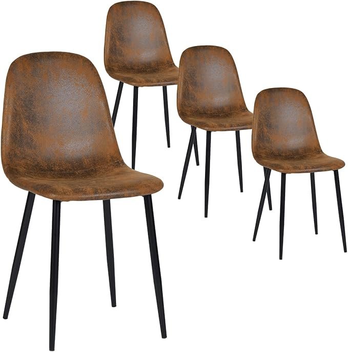 FurnitureR Lote de 4 sillas de comedor de ante