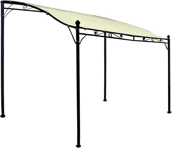 DEGAMO Mantova Cenador de jardín 300 × 250 cm – Estructura de acero negro, techo impermeable crudo