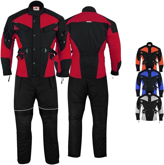 German Wear Conjunto de moto 2 piezas – Chaqueta y pantalón de tejido Cordura, robusto y resistente a la intemperie