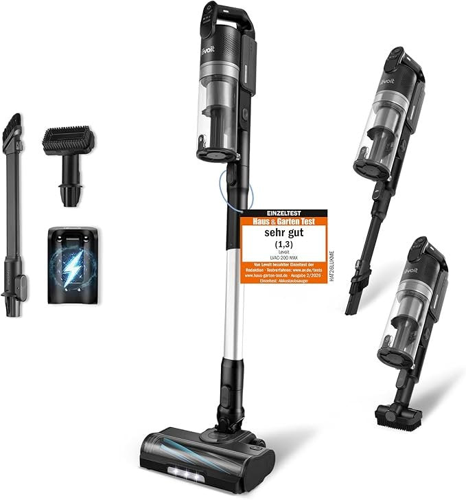 Levoit LVAC-200 MAX Aspirador inalámbrico – Filtro HEPA, sistema antienredos, para suelos duros, alfombras y pelo de mascotas
