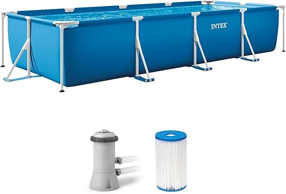 Intex 28279EH Piscina rectangular con estructura metálica 4,50 × 2,20 × 0,85 m – Elevada para jardín
