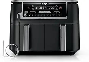 Ninja Foodi MAX Dual Zone Airfryer AF400EUCP – Freidora de aire 9,5 L con 2 cajones, 6 en 1, Max Crisp, cocción con poco aceite, cobre/negro