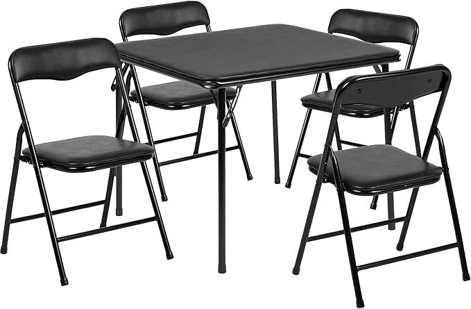 Flash Furniture Mindy Conjunto infantil con mesa plegable y sillas, 5 piezas, negro