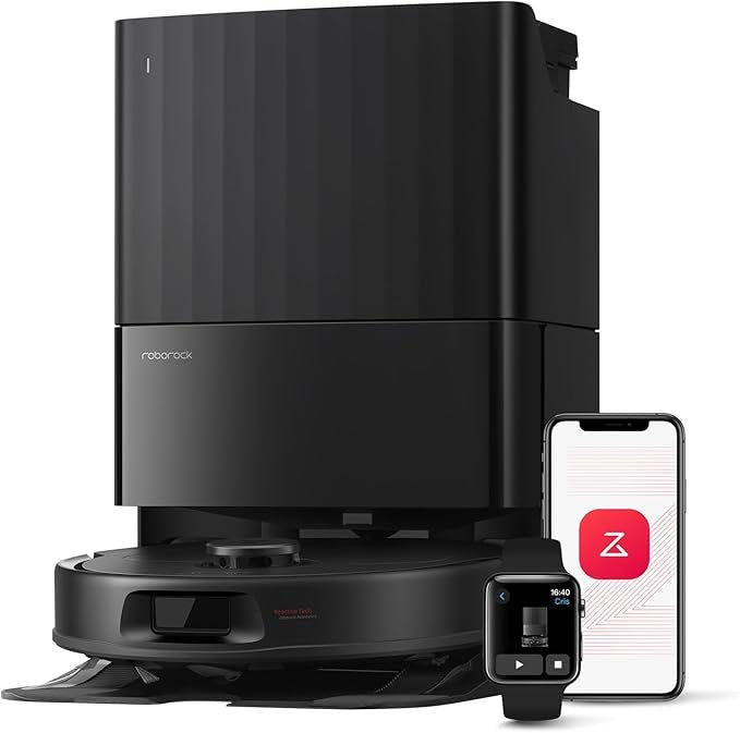 Roborock Qrevo Series Robot aspirador y fregasuelos – Succión 8000 Pa, mopa elevable, estación todo en uno, cepillo antienredos, negro