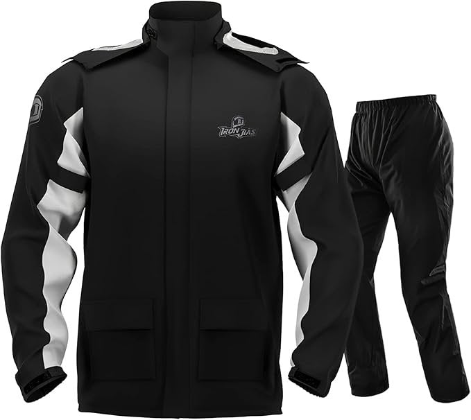 IRON JIA'S Chaqueta de lluvia para moto hombre – Impermeable, cortavientos, capucha y elementos reflectantes