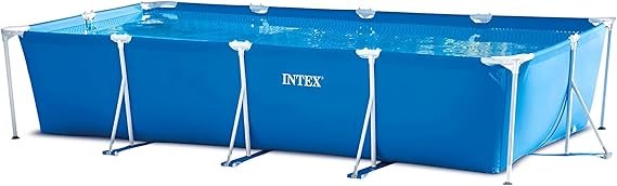 Intex Piscina Frame rectangular con estructura de acero – Montaje rápido, robusta y duradera, para jardín