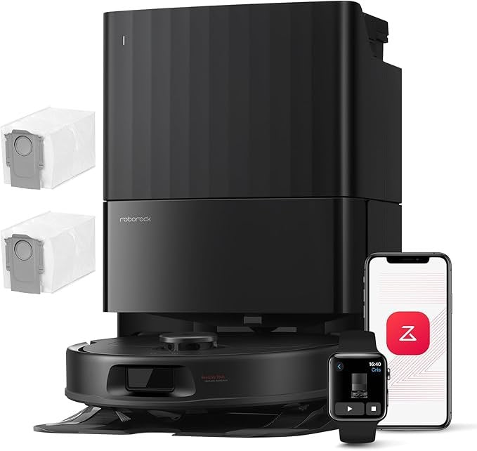 Roborock Qrevo Series Robot aspirador y fregasuelos – Succión 8000 Pa, navegación LiDAR, estación todo en uno, cepillo antienredos, negro