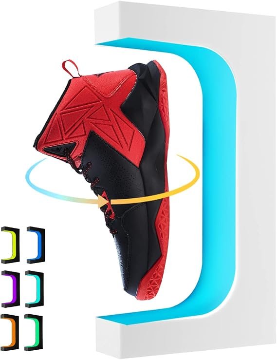 Expositor magnético levitante para zapatos con LED – Rotación 360°, 16 colores, blanco