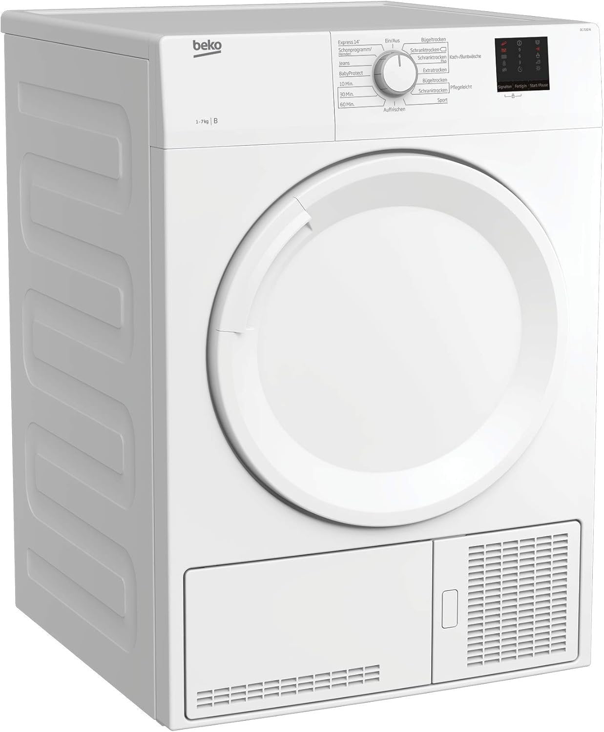 Beko DC 7130 N b100 Secadora de condensación 7 kg – Medición electrónica de humedad, antiarrugas automático, tambor AquaWave, 15 programas, Express