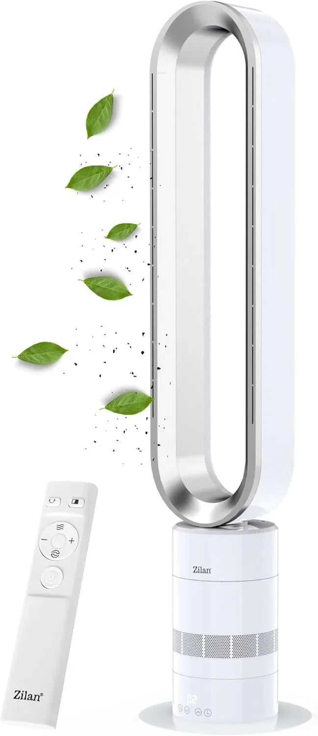 Zilan Ventilador de torre eficiente con motor BLDC – Mando a distancia, oscilación, muy silencioso, 10 velocidades, refrigeración
